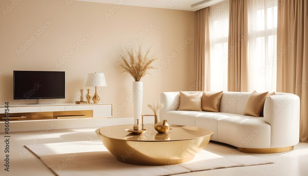 Fototapeta premium white and gold theme modern interior design