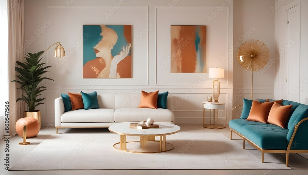 Fototapeta premium white and gold theme modern interior design