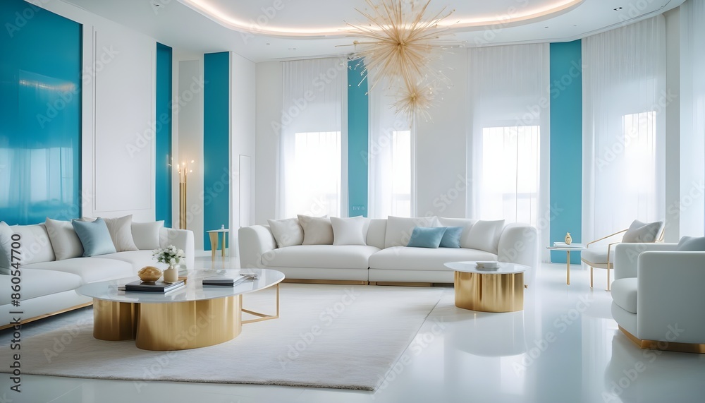 Fototapeta premium white and gold theme modern interior design