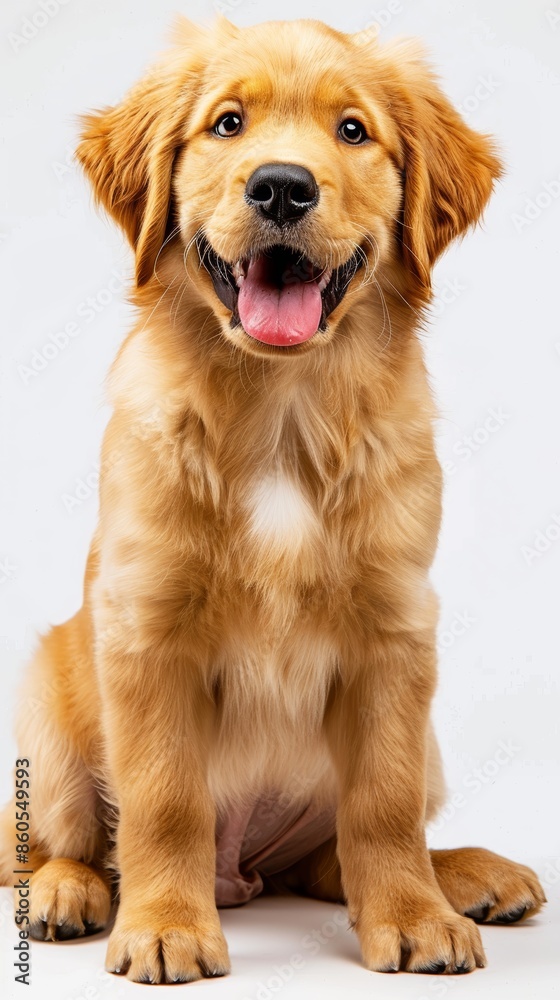 Adorable Golden Retriever Puppy on White Background Generative AI
