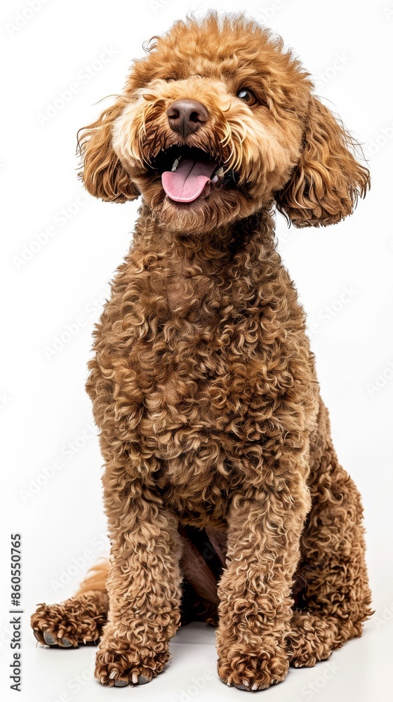 Happy Poodle Dog on White Background Generative AI Happy Poodle Dog on White Background Generative AI
