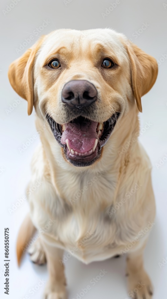 Happy Labrador Dog on White Background Generative AI Happy Labrador Dog on White Background Generative AI