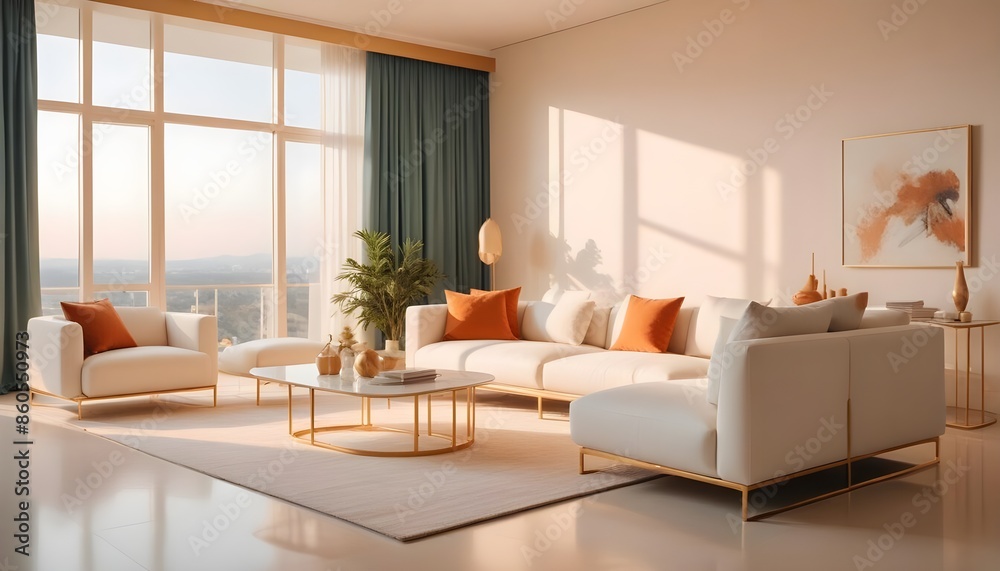 Fototapeta premium white and gold theme modern interior design