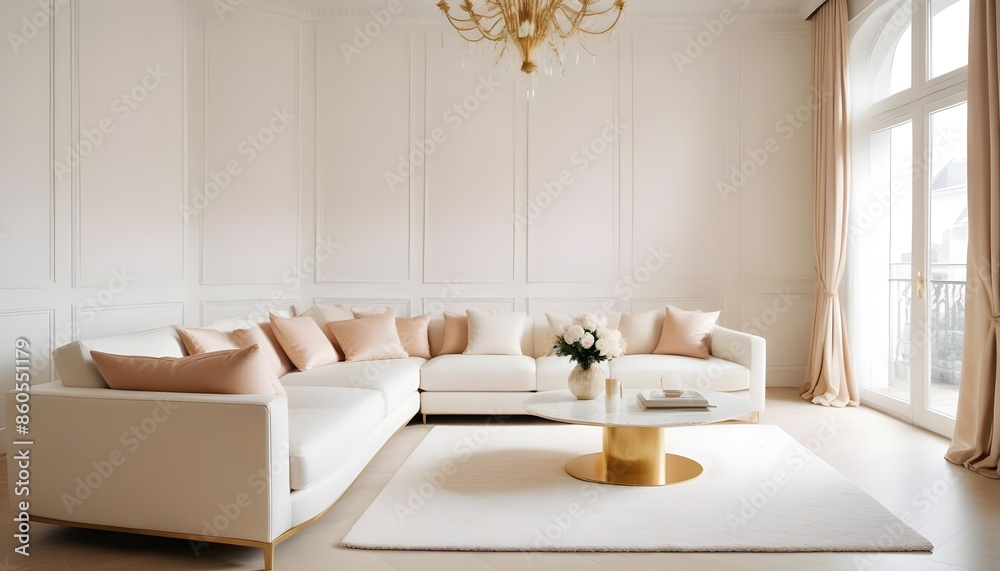 Fototapeta premium white and gold theme modern interior design