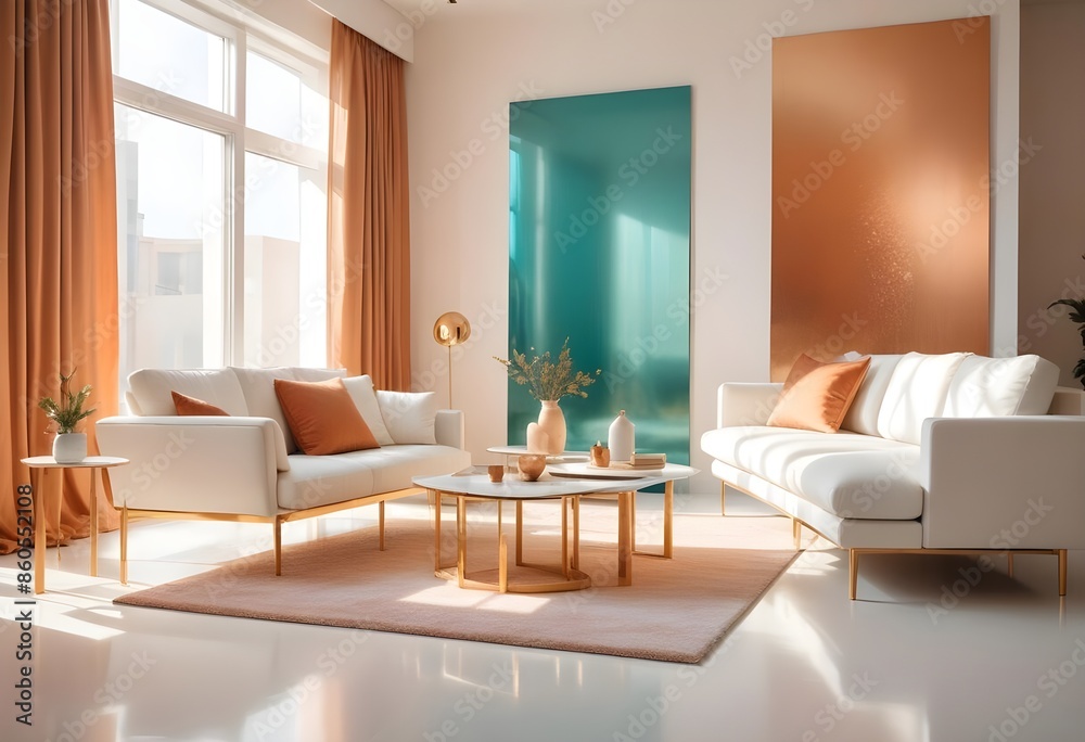 Fototapeta premium white and gold theme modern interior