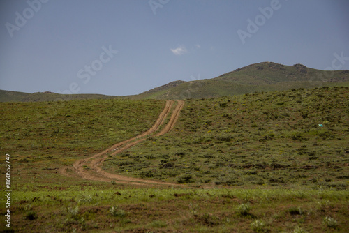 Wallpaper Mural Green nature around the city of Saqqez and car tracks left on the ground, Kurdistan province of Iran Torontodigital.ca