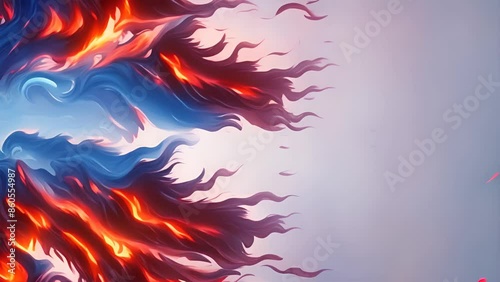 赤と青の炎_2. Red and Blue Flames. AI generated.