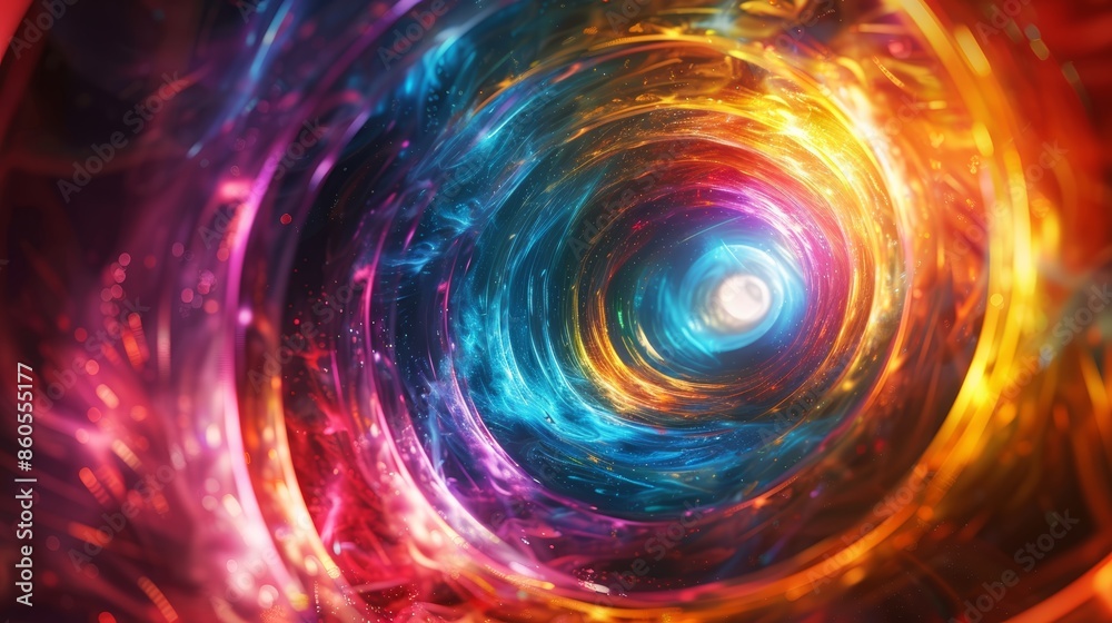 Abstract swirling nebula with vibrant colors and a bright central light. Abstract swirling nebula with vibrant colors and a bright central light.