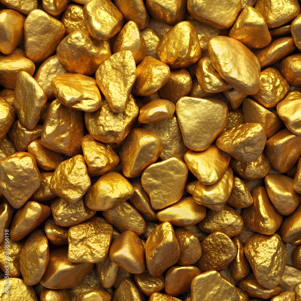 Close Up View of Smooth, Shiny Golden Rocks. Generative AI	