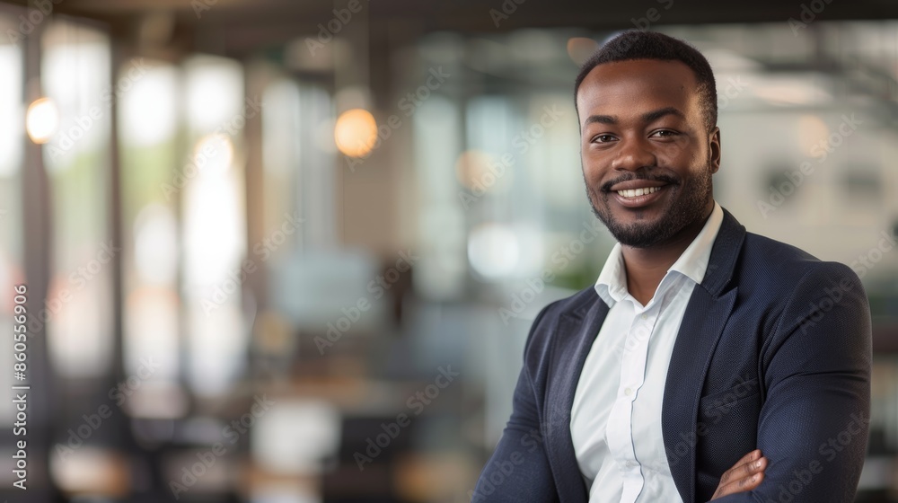 Confident Businessman in Modern Office Setting Generative AI