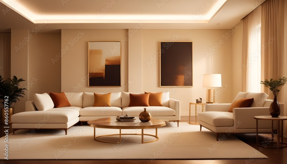 Fototapeta premium white and gold theme modern interior design