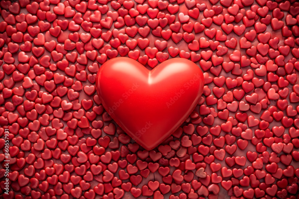 Large Red Heart on a Background of Small Red Hearts. Generative AI Large Red Heart on a Background of Small Red Hearts. Generative AI