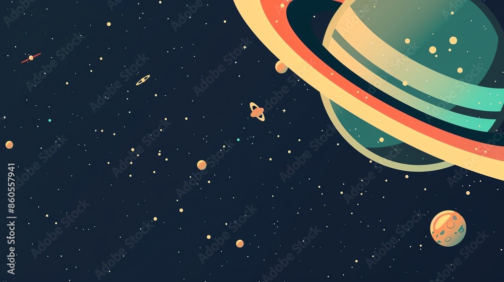 Naklejka premium Andromeda flat design side view galactic theme animation Complementary Color Scheme