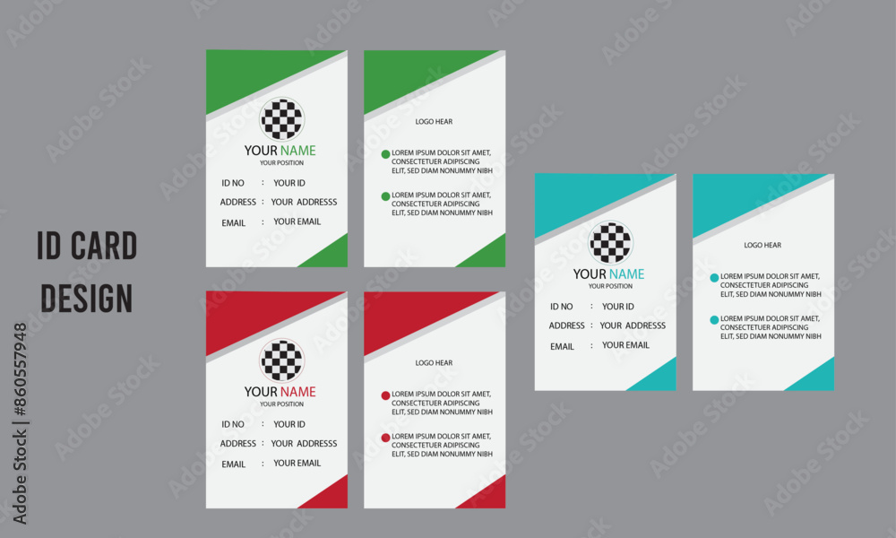 custom made wallpaper toronto digitalModern id card design red, green and turquoise with template 