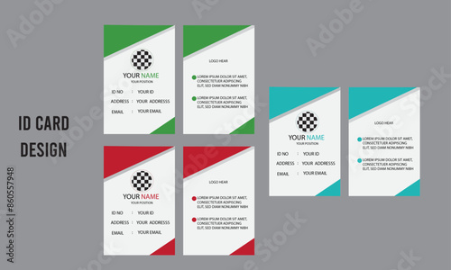 Wallpaper Mural Modern id card design red, green and turquoise with template  Torontodigital.ca