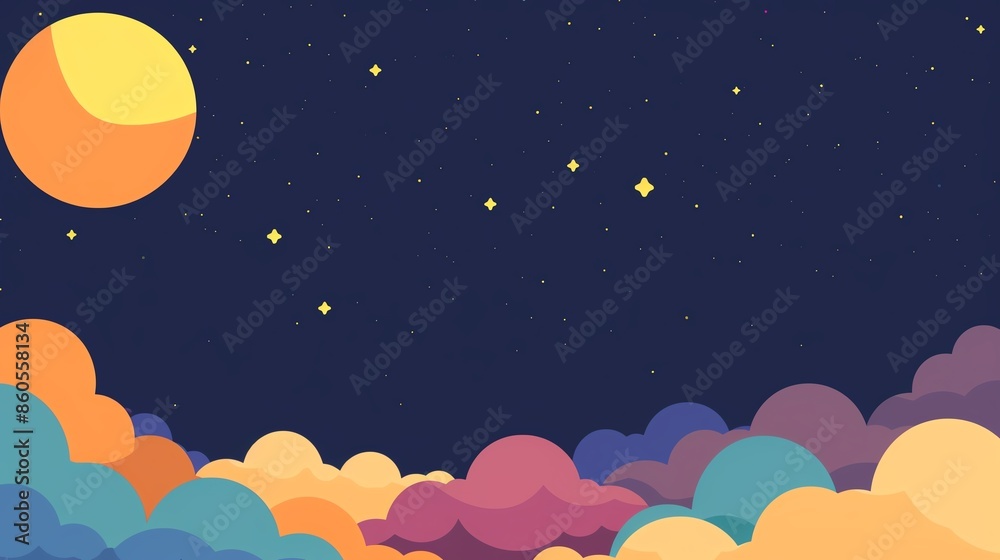 Fototapeta premium nebula flat design front view cosmic cloud theme animation vivid