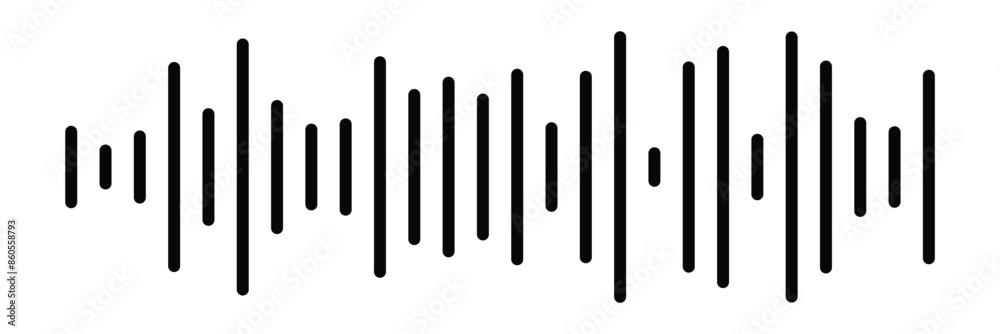 Sound / audio wave or soundwave line art vector icon for music apps and websites.Vector sound wave icon. Music player sound bar. Record interface. Equalizer icon with soundwave line. 
