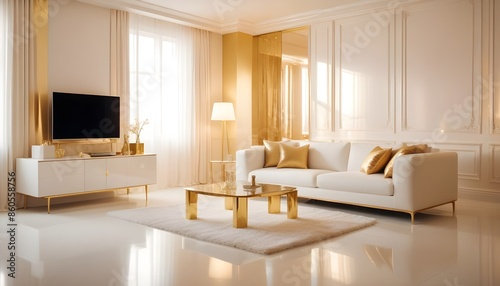 white and gold theme modern interior design