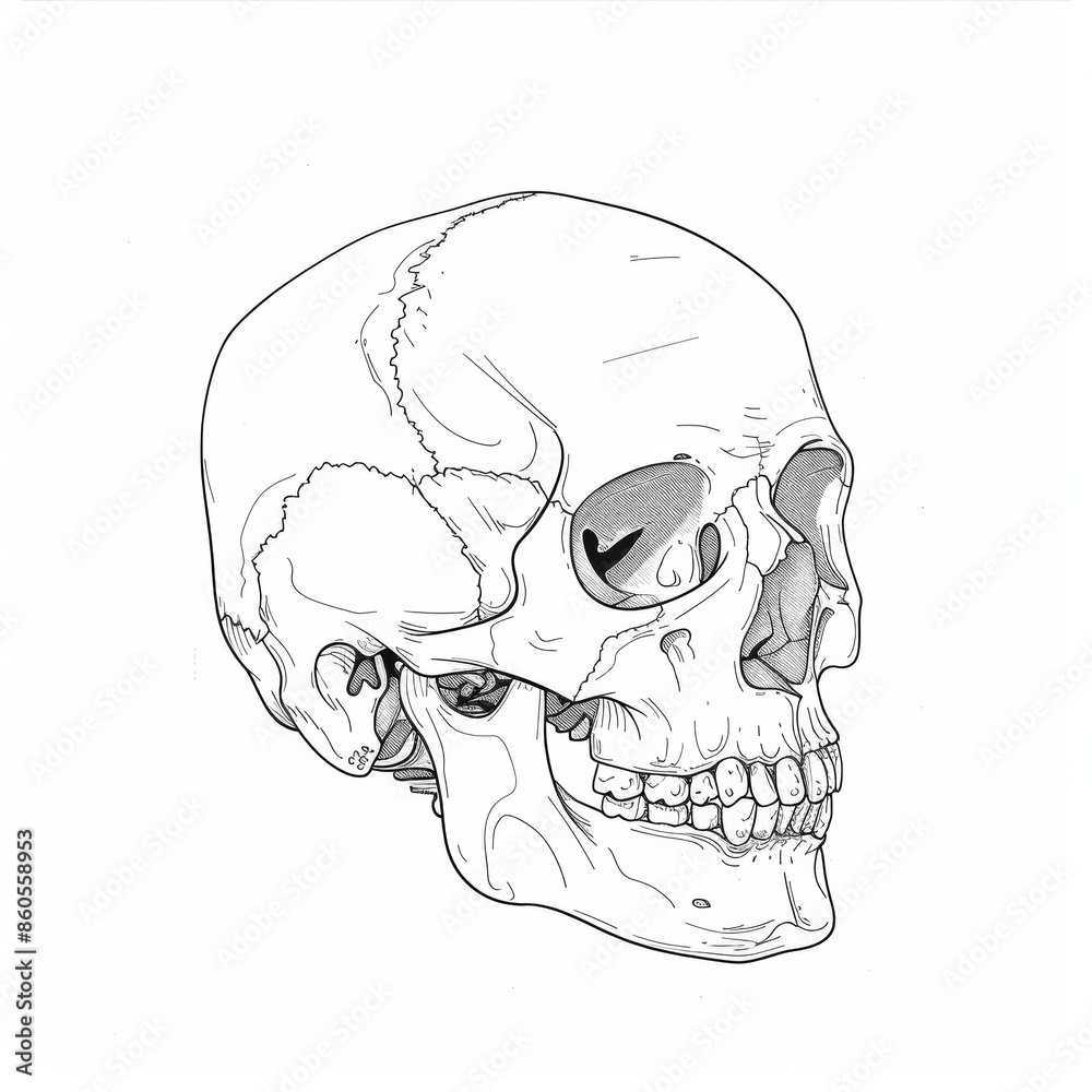 Skull Design on White Background for Halloween Generative AI