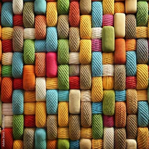 Colorful Woven Rope Wall Art. Generative AI