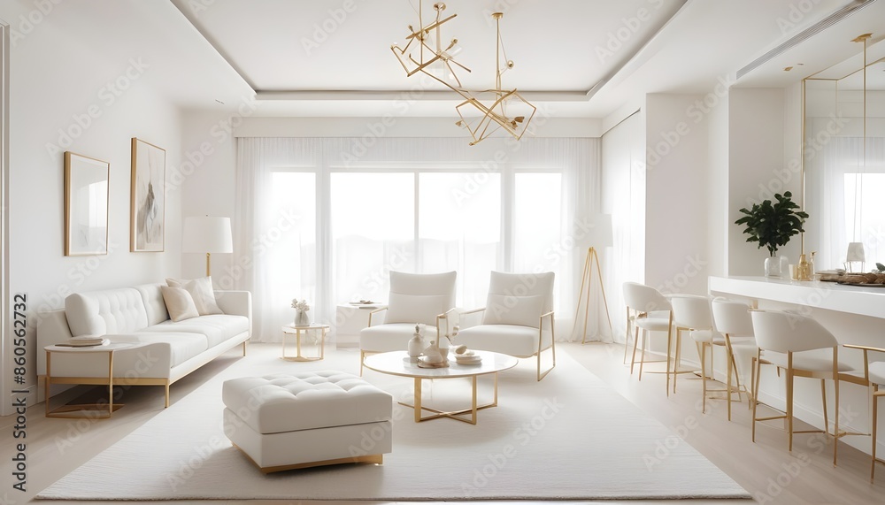 Fototapeta premium white and gold theme modern interior design