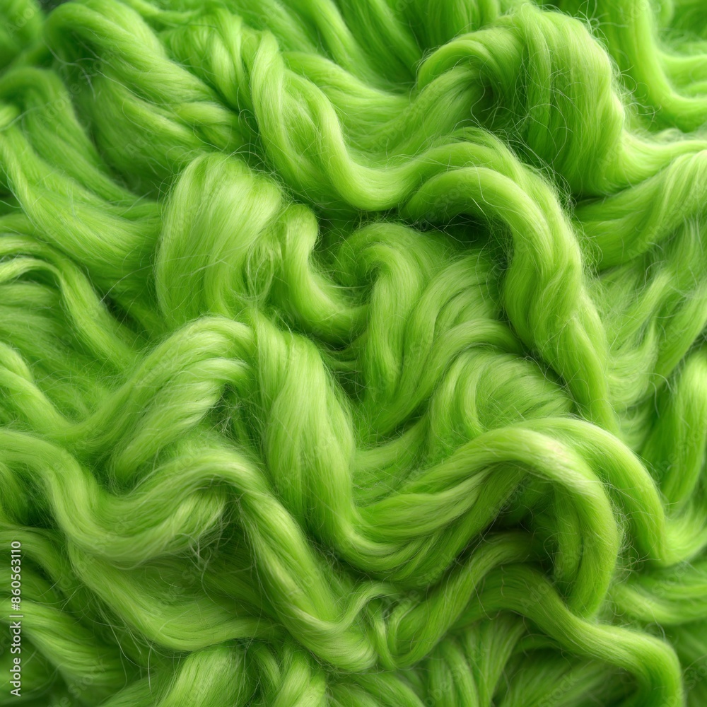 Close Up Of Lime Green Silk Fiber. Generative AI Close Up Of Lime Green Silk Fiber. Generative AI