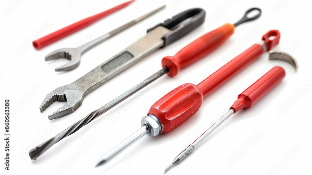 Paintless dent repair tools for fixing minor dents isolated on white background Paintless dent repair tools for fixing minor dents isolated on white background