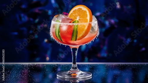 Wallpaper Mural Cocktail in a glass on adark blue background cocktail in a glass with a slice of orange Torontodigital.ca