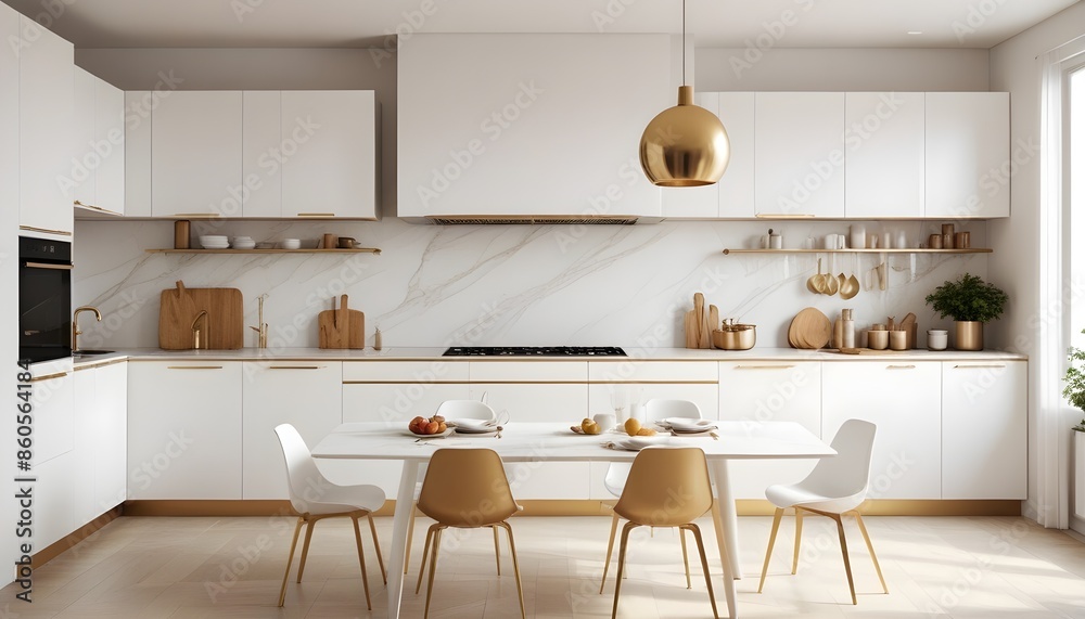 Fototapeta premium white and gold theme modern interior design