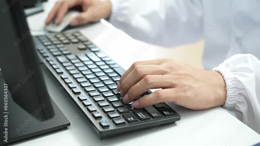 man doctor working on computer in lab man doctor working on computer in lab