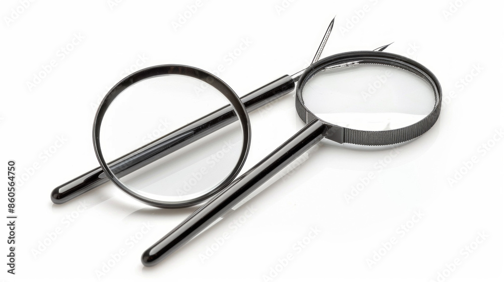 Paintless dent repair inspection mirrors for viewing dents isolated on white background Paintless dent repair inspection mirrors for viewing dents isolated on white background