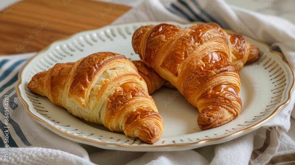 Fresh Croissants on a Plate for Breakfast Generative AI Fresh Croissants on a Plate for Breakfast Generative AI