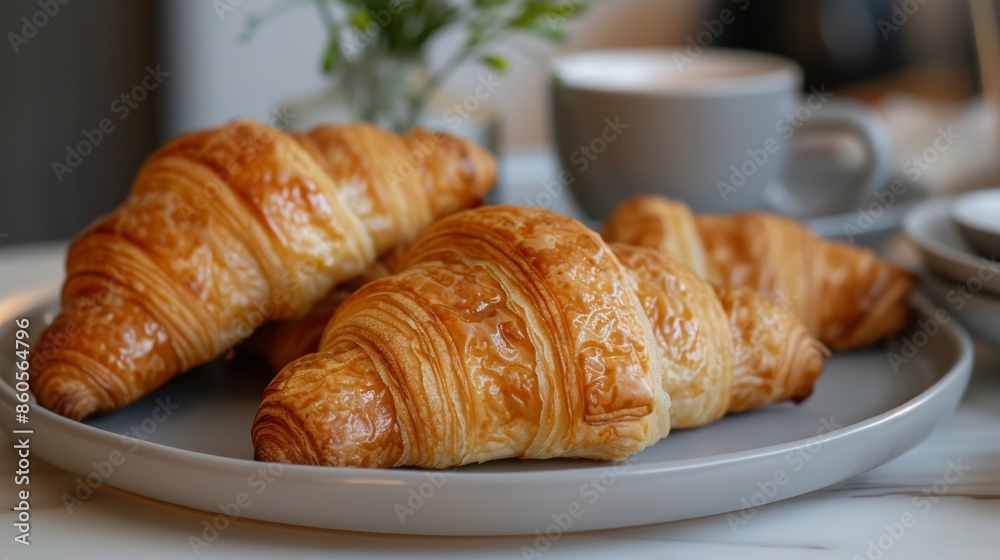 Fresh Croissants on a Plate for Breakfast Generative AI Fresh Croissants on a Plate for Breakfast Generative AI
