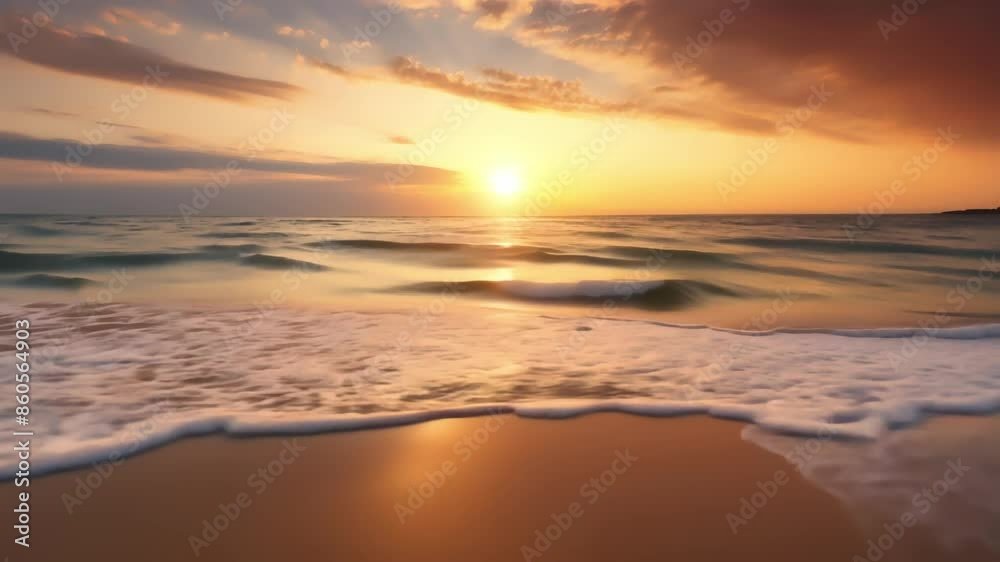 landscape of Sunset at The Sea, wave reaching shoreline 4K landscape of Sunset at The Sea, wave reaching shoreline 4K