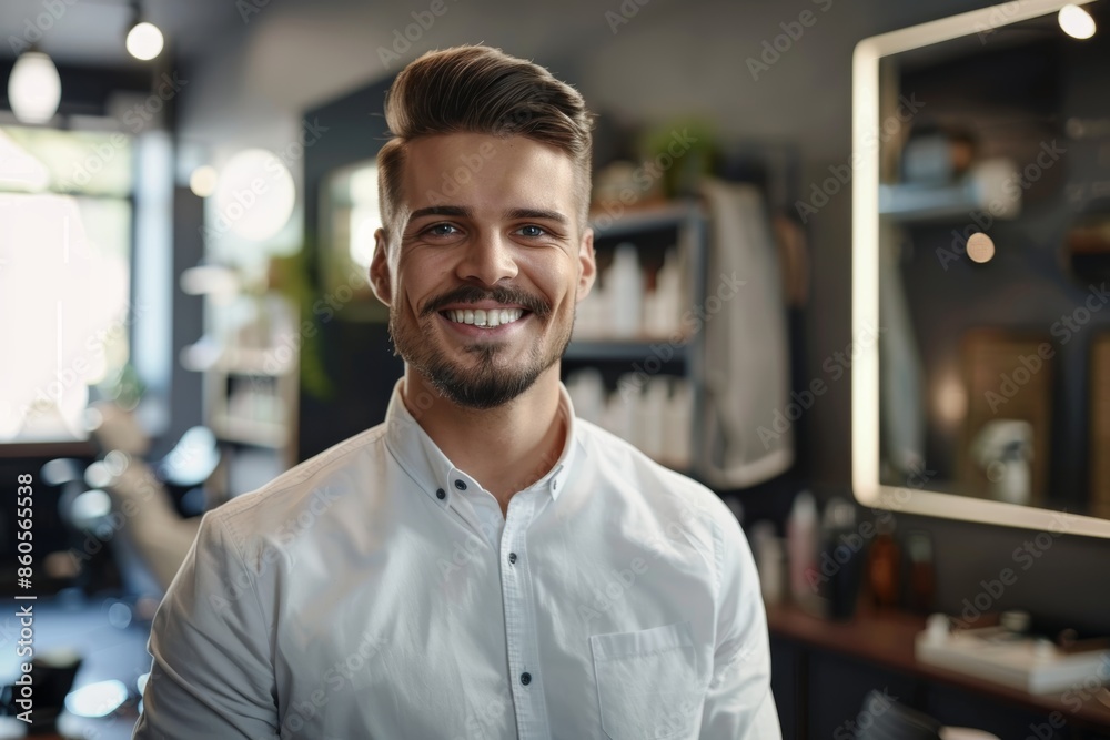 Confident Professional with Clean Shaven Look in Modern Office for Business Success and Grooming Confident Professional with Clean Shaven Look in Modern Office for Business Success and Grooming