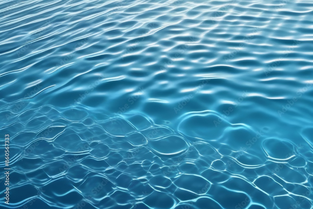 Abstract background of blue soda with ripples. Shining blue water ripple background