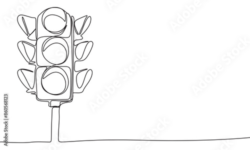 Light traffic one line continuous. Light traffic line art. Hand drawn vector art.