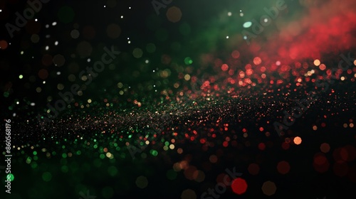 Red and Green Festive Bokeh Lights. Soft and colorful bokeh lights in red and green, creating a warm and inviting festive atmosphere.