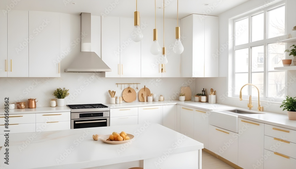 Fototapeta premium white and gold theme modern interior design