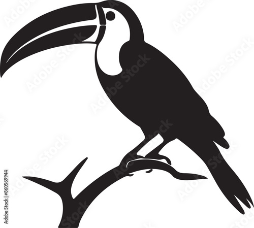 Toucan Silhouette Vector Illustration White Background