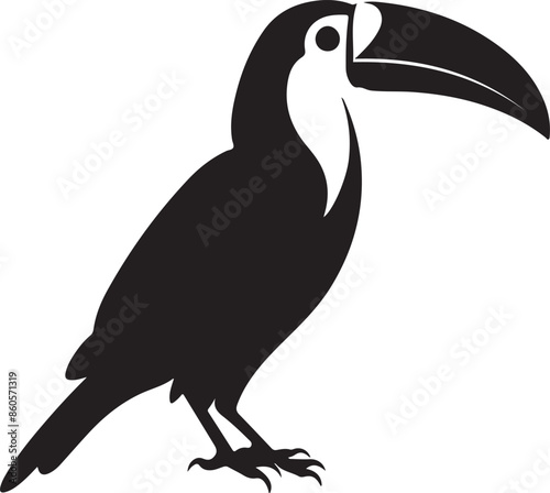 Toucan Silhouette Vector Illustration White Background