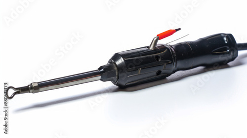 Battery-powered soldering iron for repairing electrical connections isolated on white background