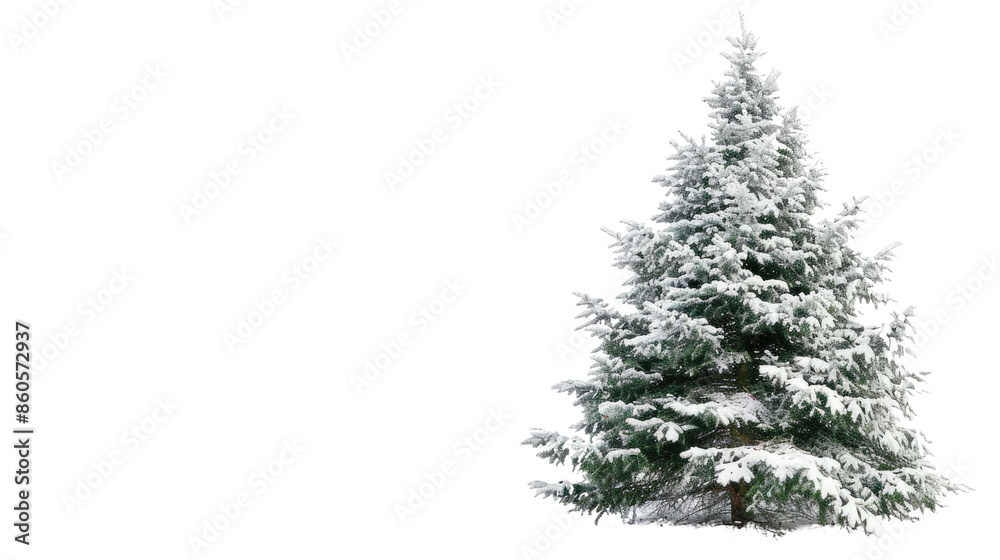 Fototapeta premium Coniferous tree with snow on a transparent background
