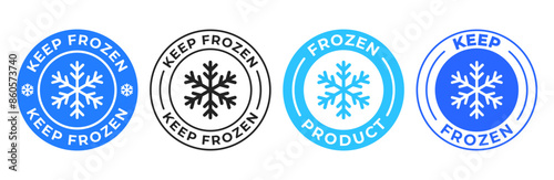 Keep frozen label. Keep refrigerated vector illustration. Stay cold freezer stamp. Temperature sign. Snowflake emblem. Product cardboard box print design.