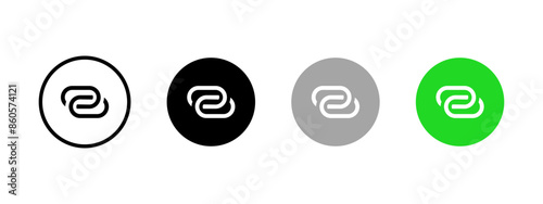 Modem mode icon set. Hotspot status buttons. Share link symbol. Chain vector illustration. Internet sharing indicator. Attach link button.