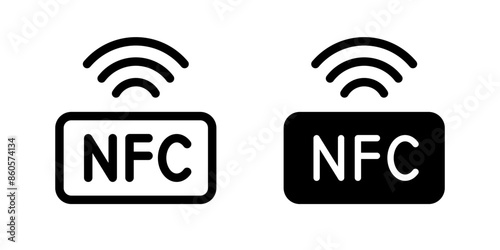 NFC icon. Contactless payment symbol. Wireless NFC payment vector illustration. Credit card contactless technology. Wireless terminal transaction pictogram. Cashless pay sign.