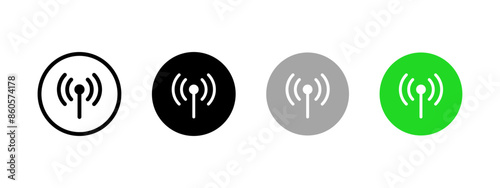 Hotspot buttons icon set. Wi-Fi connection status for mobile phone. Antennae symbol. Digital wireless network vector illustration. Modem mode sign.