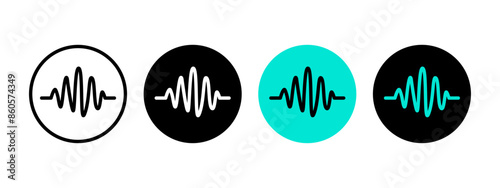 Voice assistant icon set. Voice recognition symbol. Audio wave vector illustration. Sound frequency sign. Noise icon. Sound scanner.