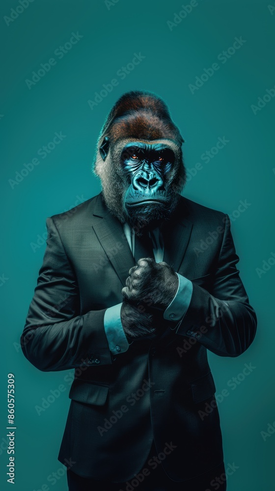 Gorilla in business suit portrait Gorilla in business suit portrait