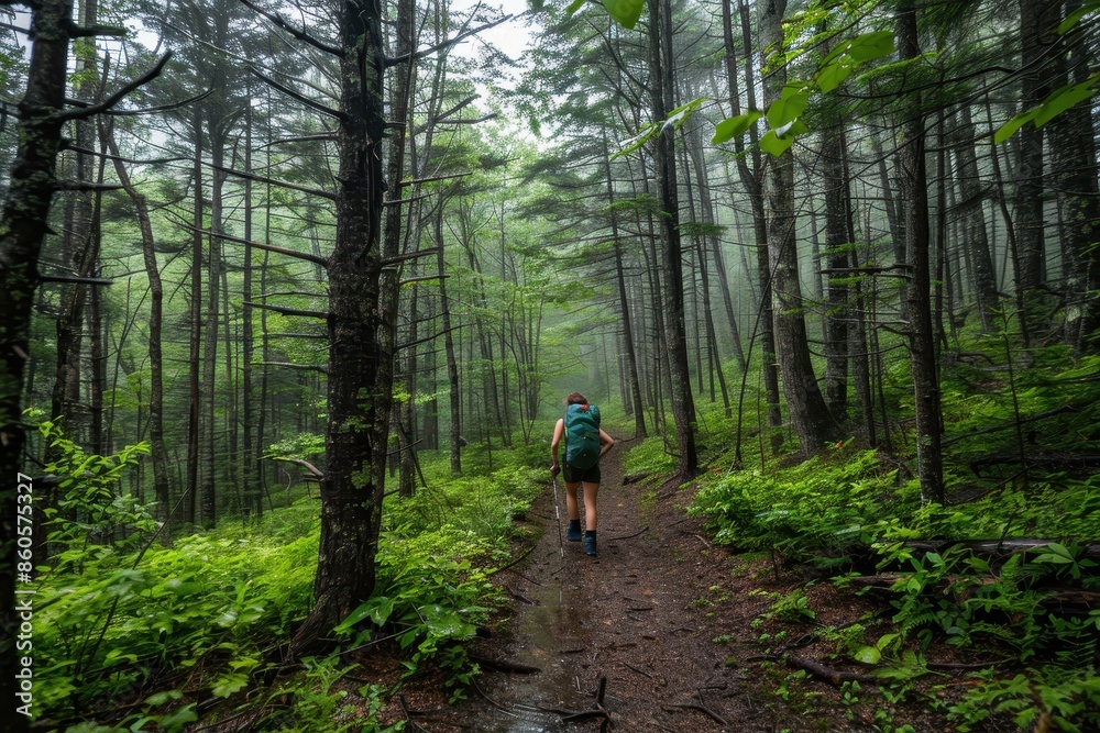 Solitude in Nature: Tranquil Hiker on the Appalachian Trail Solitude in Nature: Tranquil Hiker on the Appalachian Trail